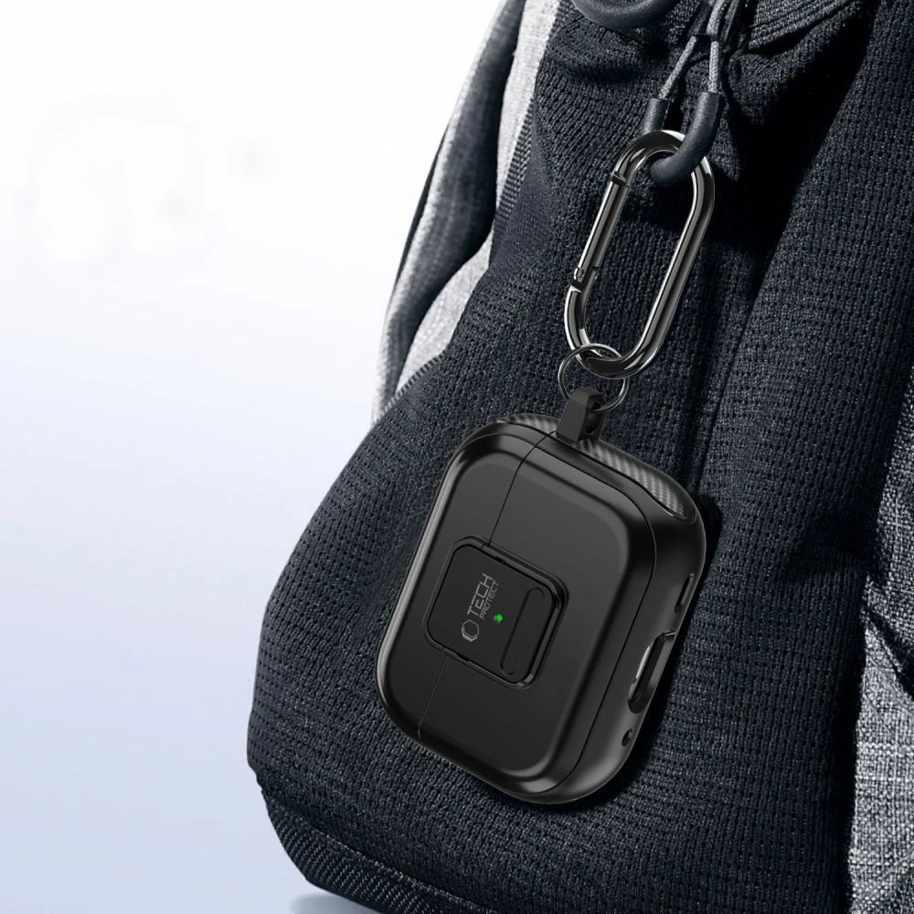 Mbështjellës Tech-Protect Defender me karabiner për AirPods Pro/Pro 2, MagSafe, Zi