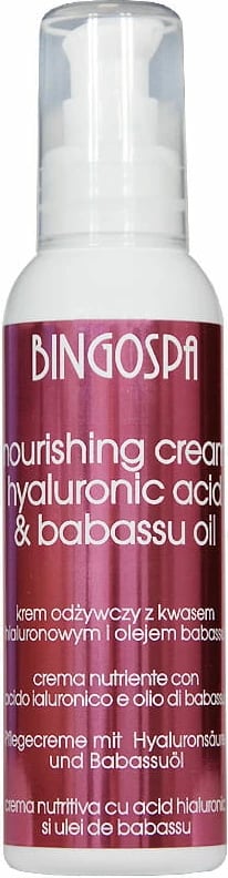 Krem për fytyrë ushqyes BingoSpa me acid hialuronik dhe vaj babassu për femra, 135g