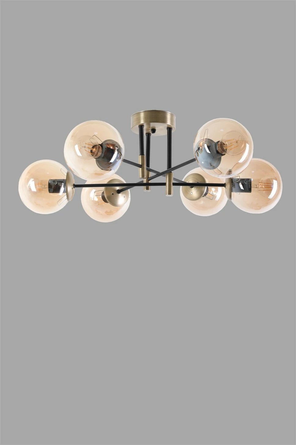 Llambë tavani Opviq Dolunay 6-sh, bakër, xham bal