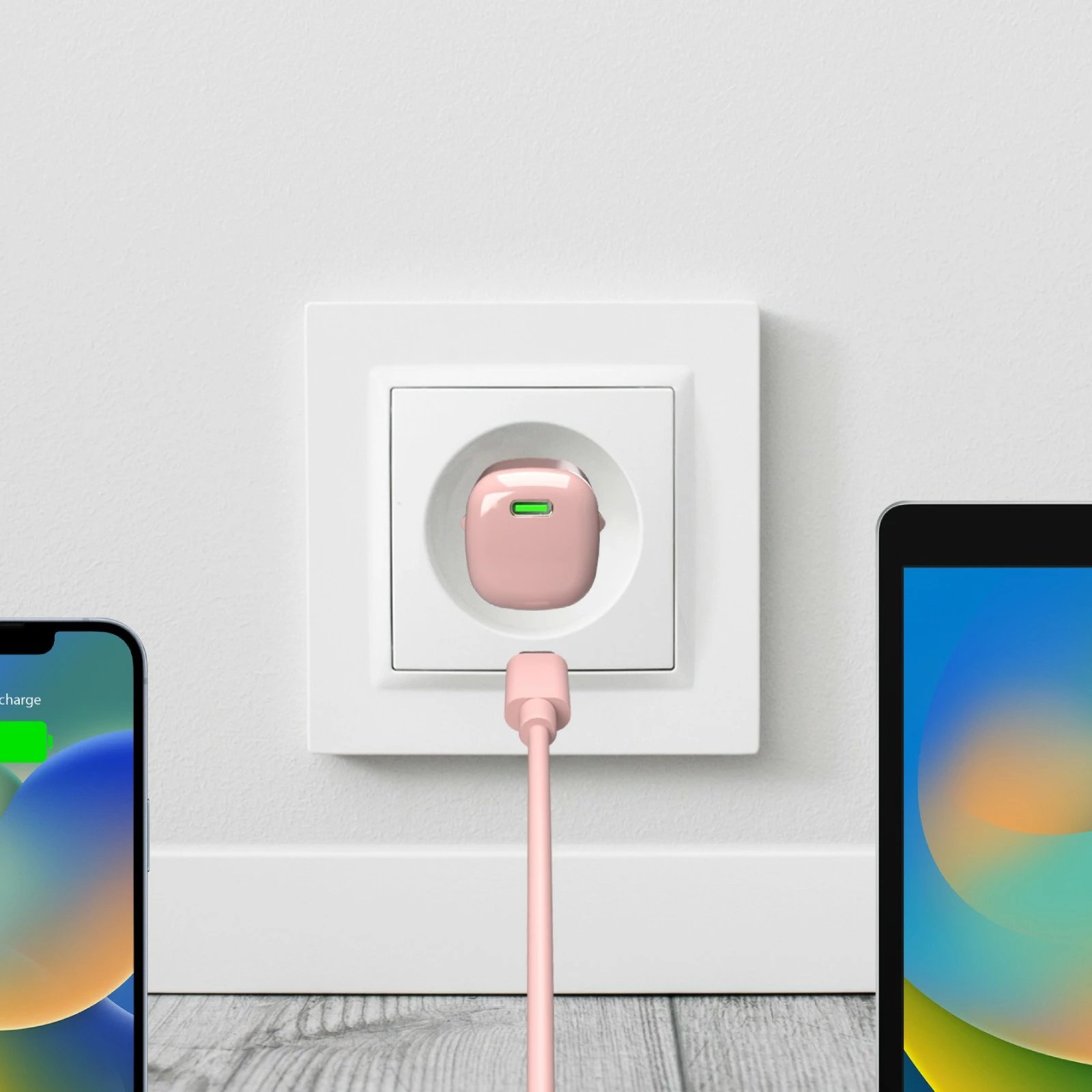Karikues muri Puro 20W GaN, USB-C, Rozë