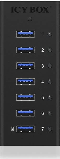 Kasë USB IcyBox IB-AC618, 7 porta, USB 3.0, e zezë