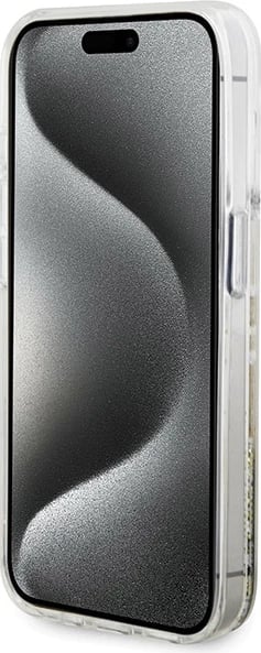 Mbështjellës Guess Liquid Glitter Gold Stripes për iPhone 15 Pro, Transparent Mbështjellës Guess Liquid Glitter Gold Stripes për iPhone 15 Pro, Transparent