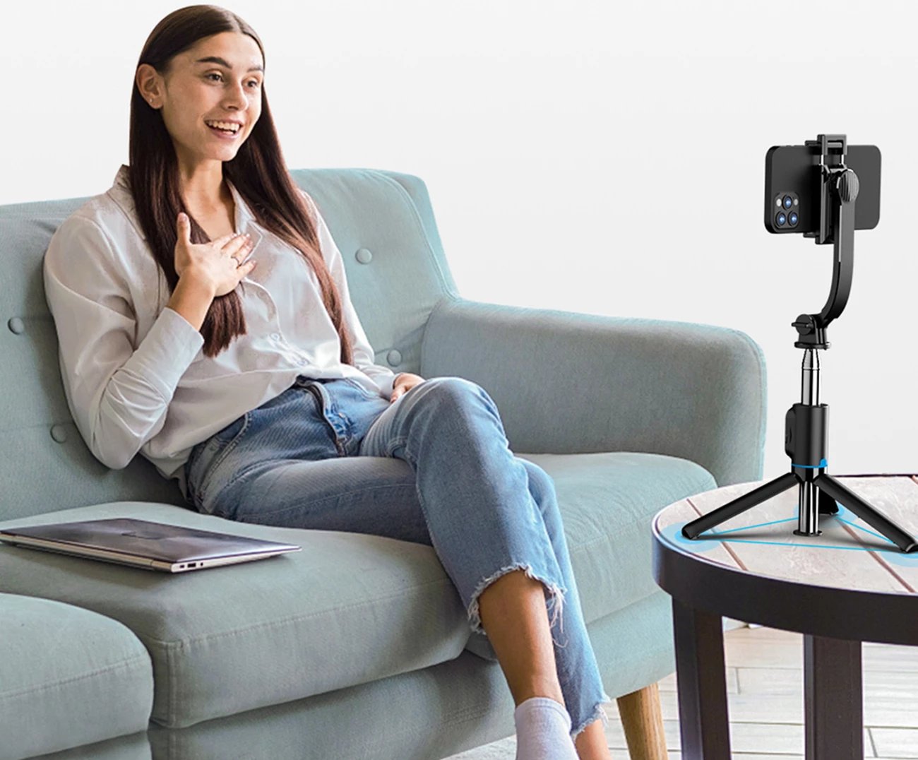 Selfie stick/tripod Dudao F18S 4-në-1 110 cm me Bluetooth dhe telekomandë, për celular, e zezë