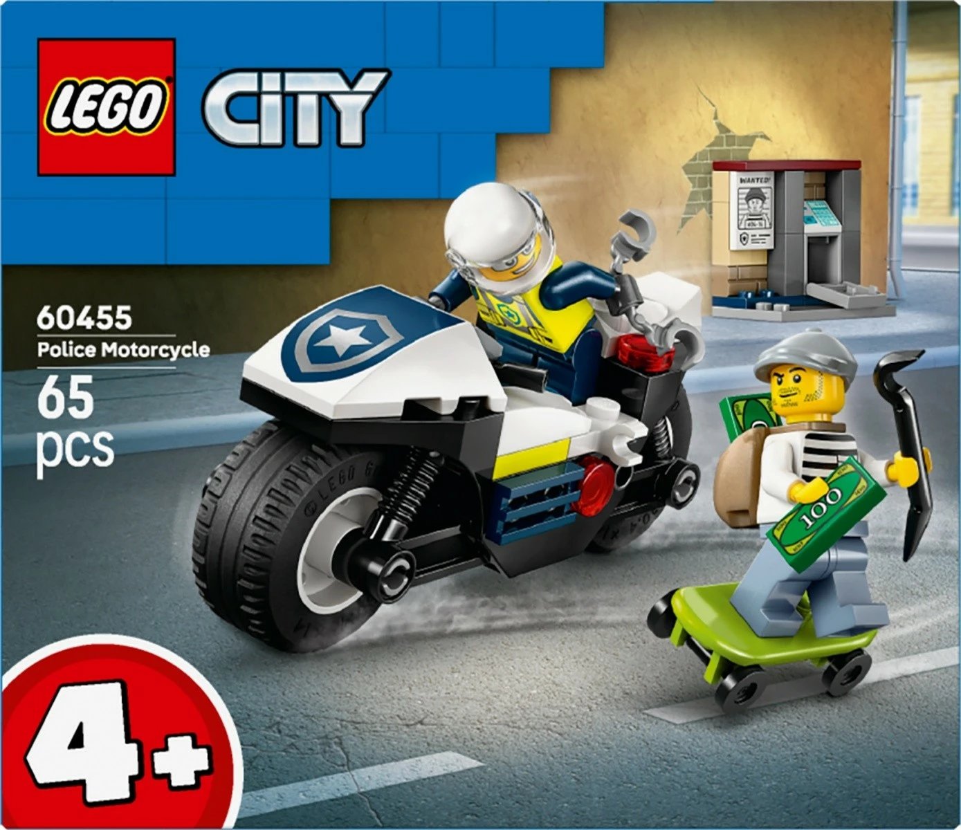 Set LEGO City Police Motorcycle Chase 60455, 65 pjesë, për fëmijë 4+