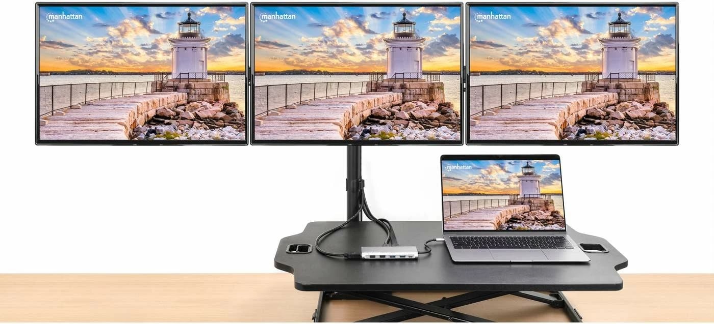 Docking station MANHATTAN 12-in-1, 3x HDMI, 4x USB, USB-C, DP, RJ45, gri