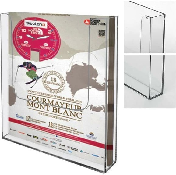 Mbajtës muri akrilik M&T për printime A5, 16.1x4x16.5cm