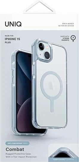 Mbështjellës UNIQ Combat Magclick Charging për iPhone 15 Plus / 14 Plus, i kaltër i çelët