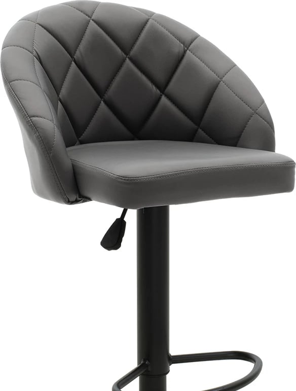 Karrige për bar Balina, lartësi e rregullueshme, ngjyrë e zezë pu-metal i zi, 52x53x109cm, set prej 2 copash