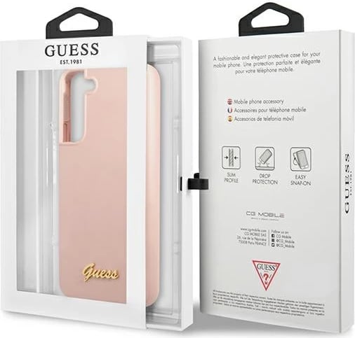 Mbështjellës Guess Silicone Script për Samsung Galaxy S22+, Rozë