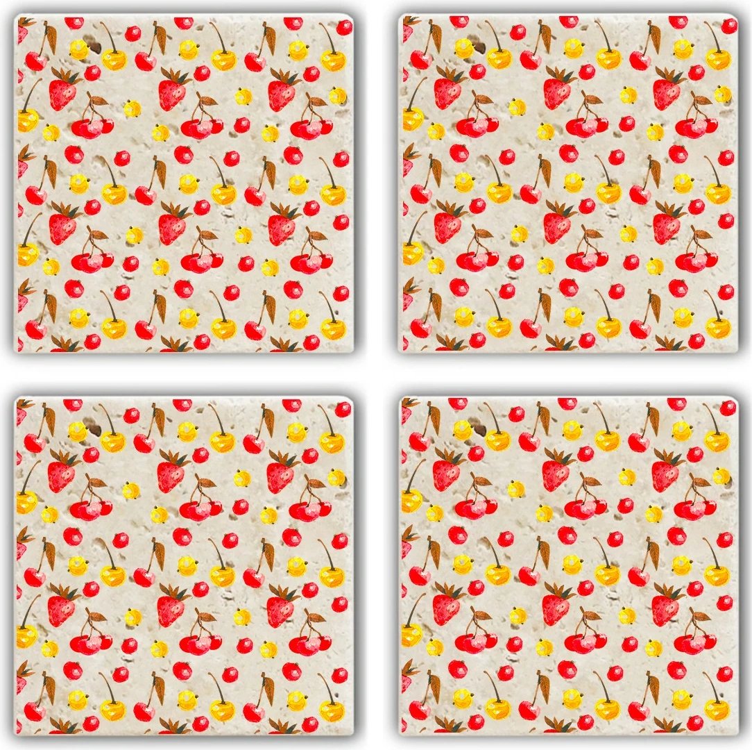 Set 4 copë mbrojtëse gotash prej guri natyral, shumëngjyrëshe, Hermia, TAB11183924