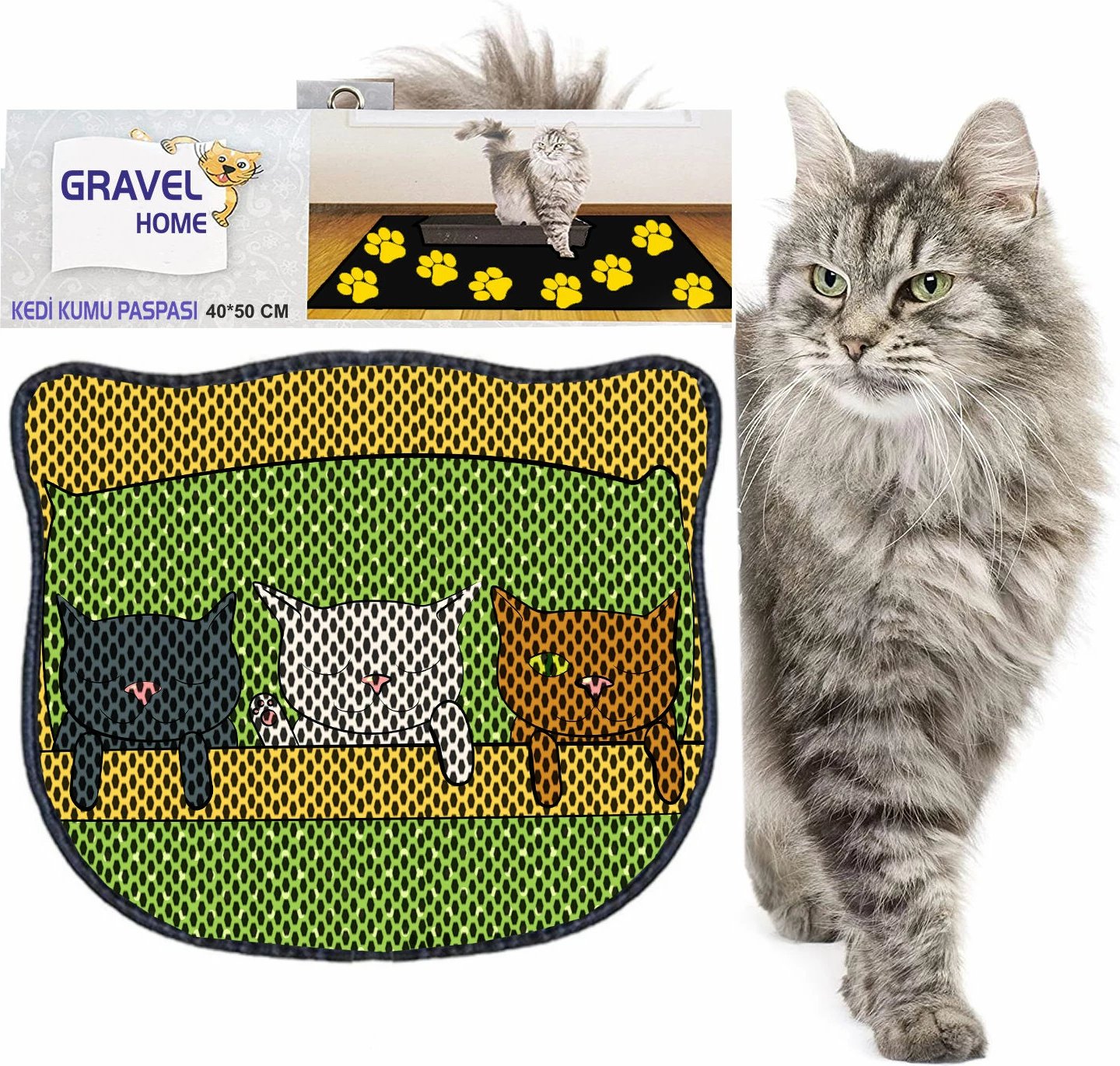 Tapet për rërë mace, shumëngjyrësh, Paws & Whiskers, Kdkafa0231, 40x50cm