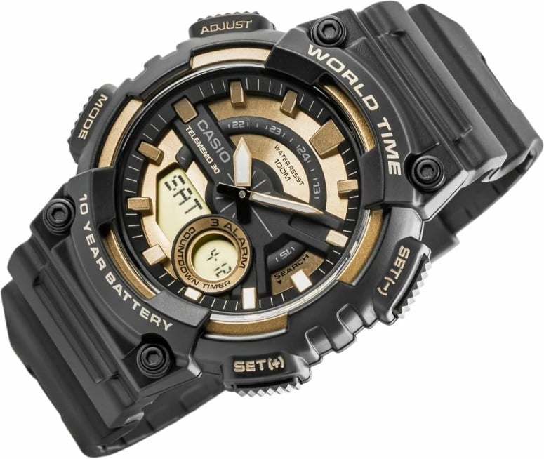 Orë dore për meshkuj CASIO, e zezë