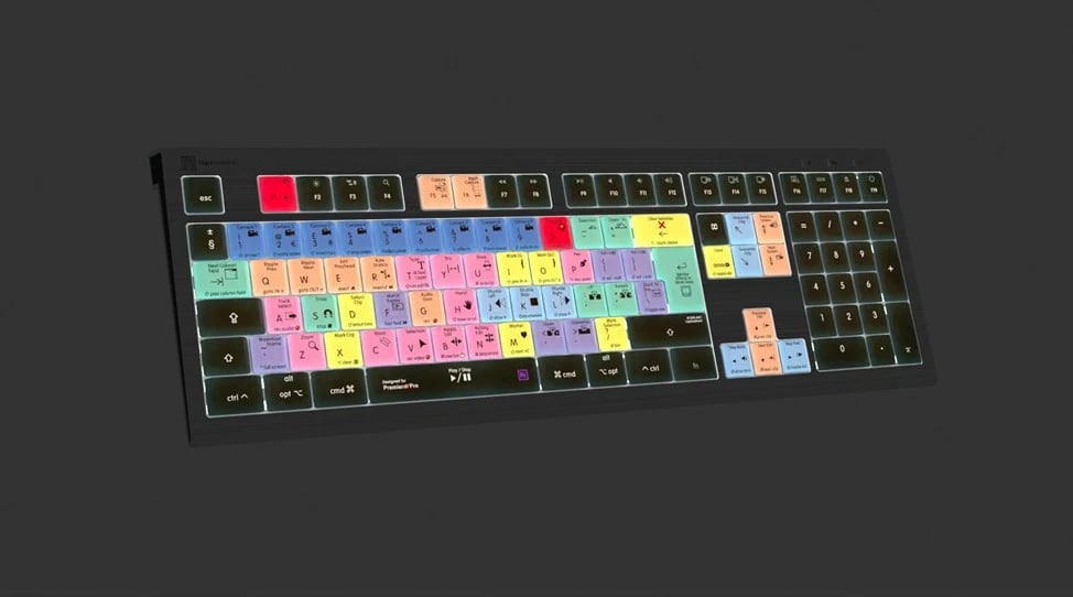 Tastierë LogicKeyboard Astra 2 për Adobe Premiere Pro CC, UK layout, Mac, shumëngjyrëshe