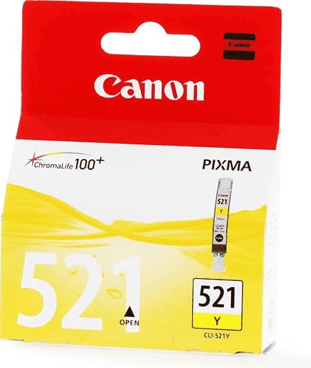 Kartush boje, Canon, CLI-521Y 2936B001, 9 ml, deri 477 faqe, standard, verdhë