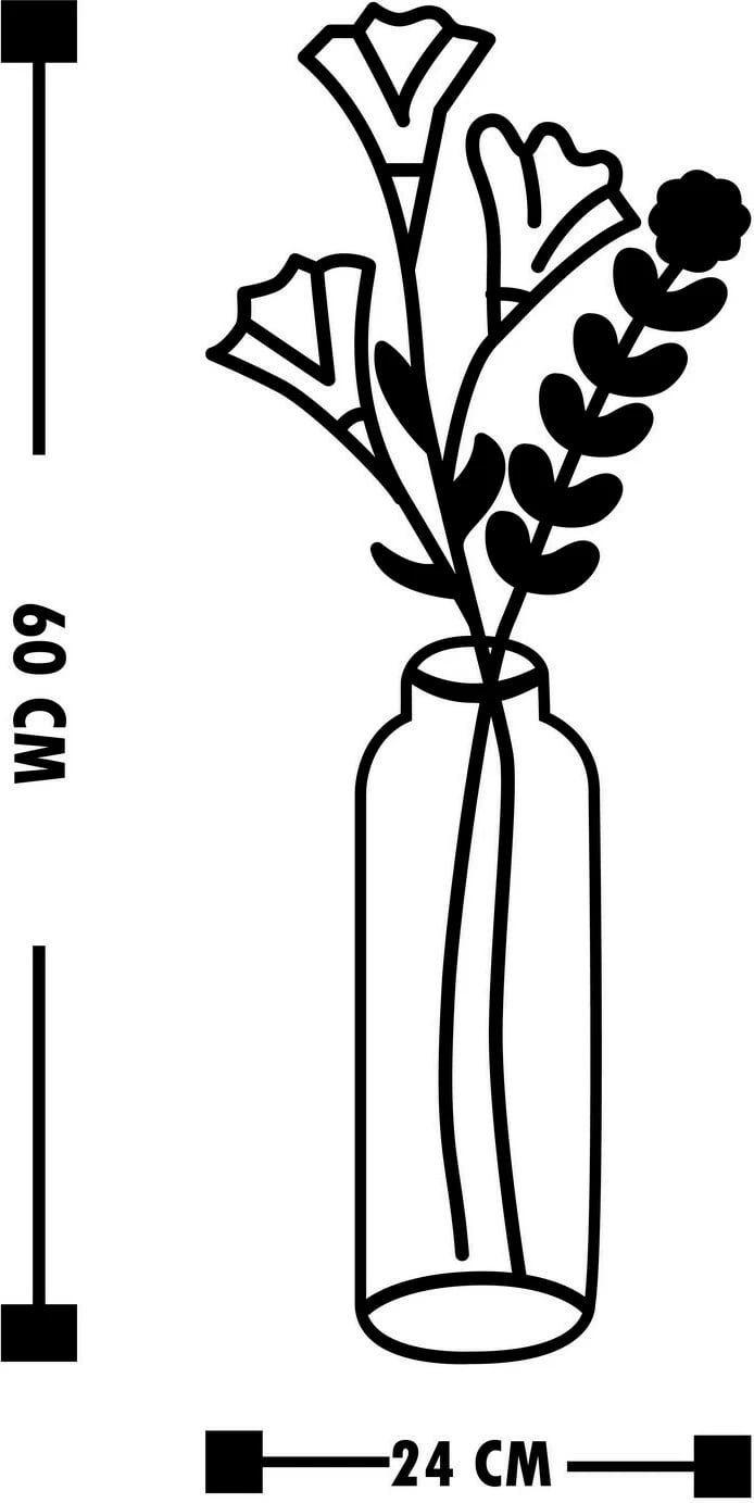 Aksesor dekorativ metalik për mur, lule, Wallity, Flower 6