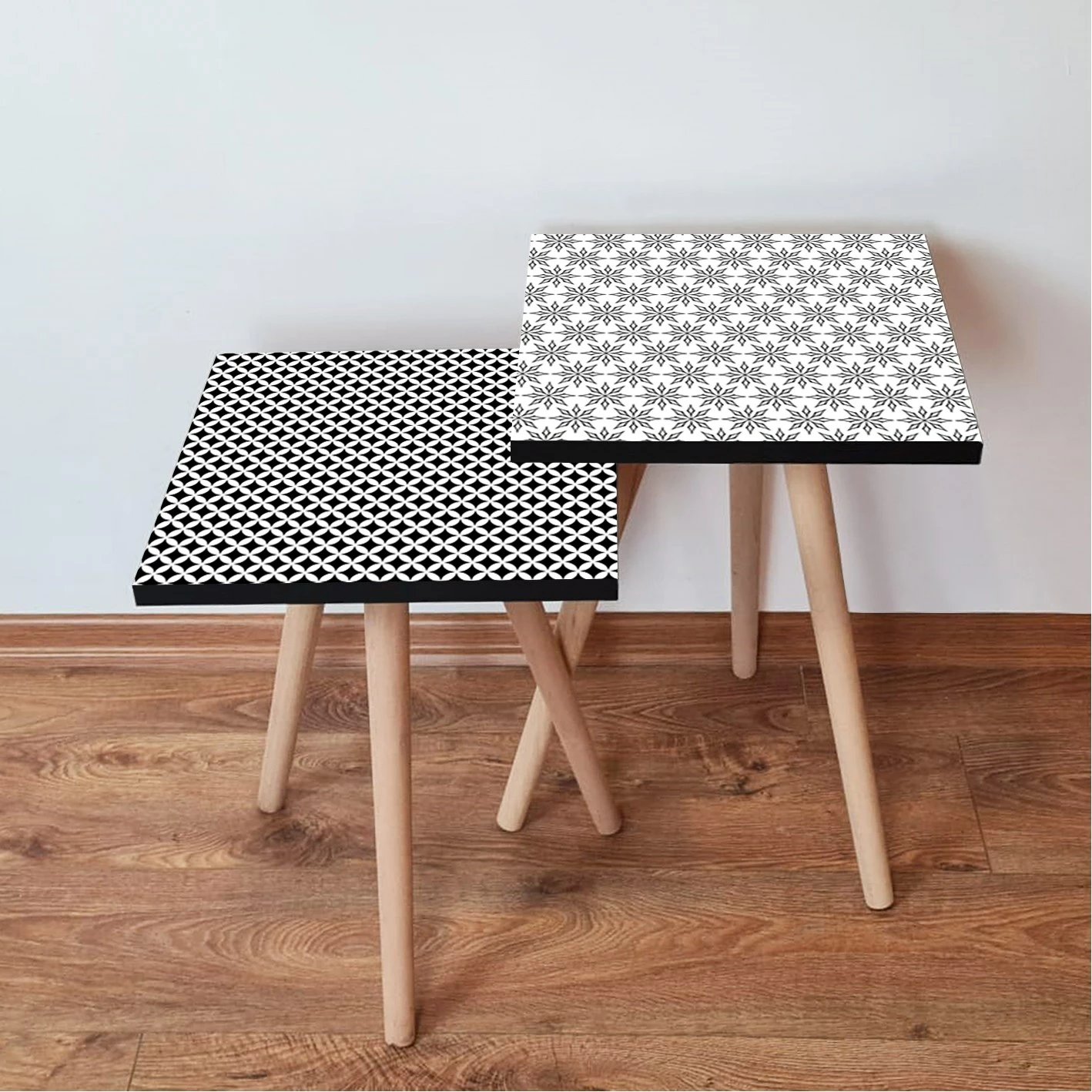 Tavolina ndihmëse të vendosshme (2 copë), Skye Decor, 2Shp463, e zezë