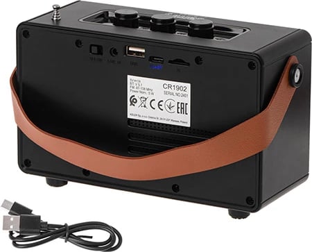 Altoparlant Bluetooth me radio FM, Adler, CR 1902, 5 W, Bluetooth 5.1, TWS, SD/USB/AUX, 5 orë playback, USB-C, e zezë