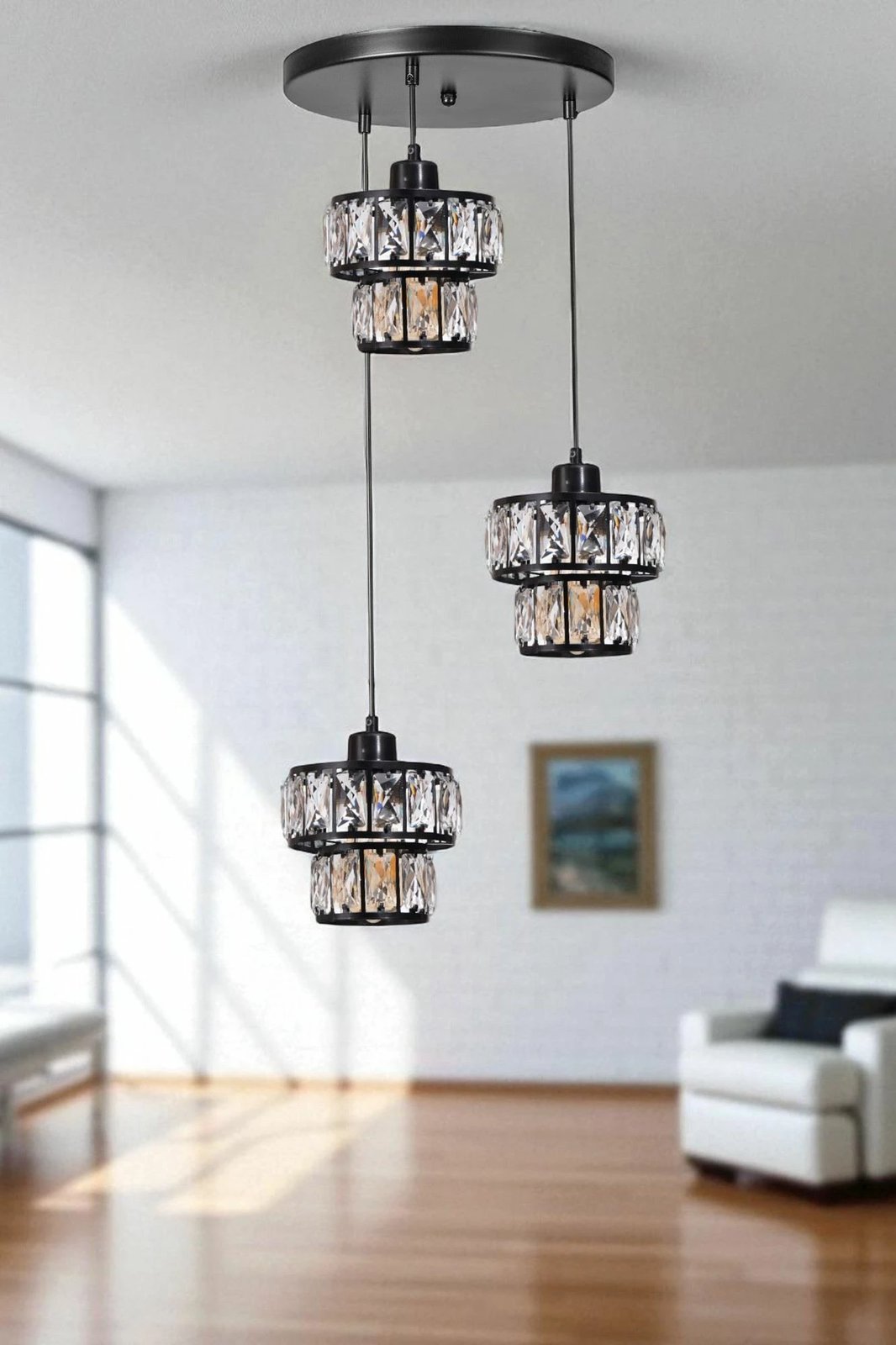 Llambë tavani Opviq, 9038-3, metal i zi, gotë, lartësi e rregullueshme