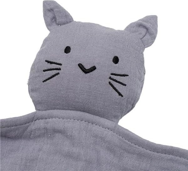 lodër përqafimi muslinë, New Baby, Cat, 30x30 cm, pambuk organik, gri
