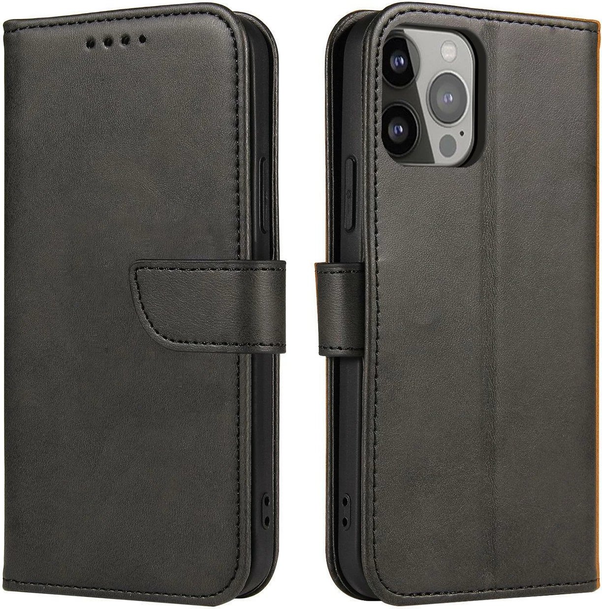Mbështjellës Hurtel Magnet Case me kapak dhe portofol për Samsung Galaxy S23 FE, i zi