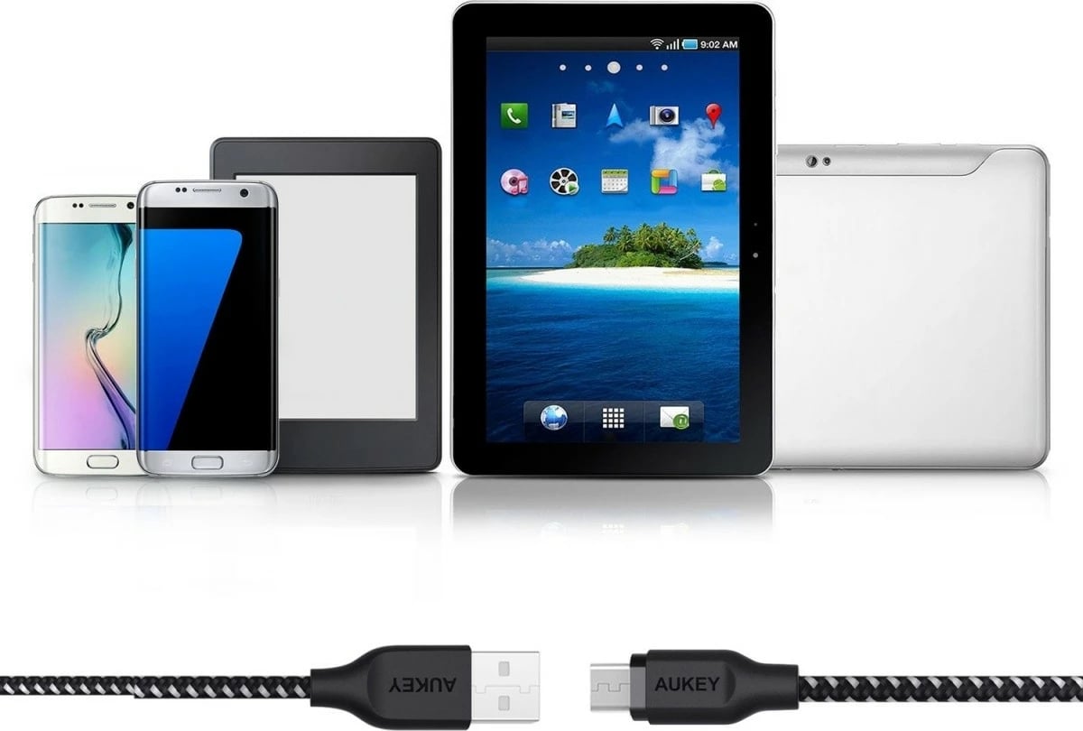 Kabllo AUKEY CB-AM2, Micro USB në USB-A, 2m, najlon, e zezë