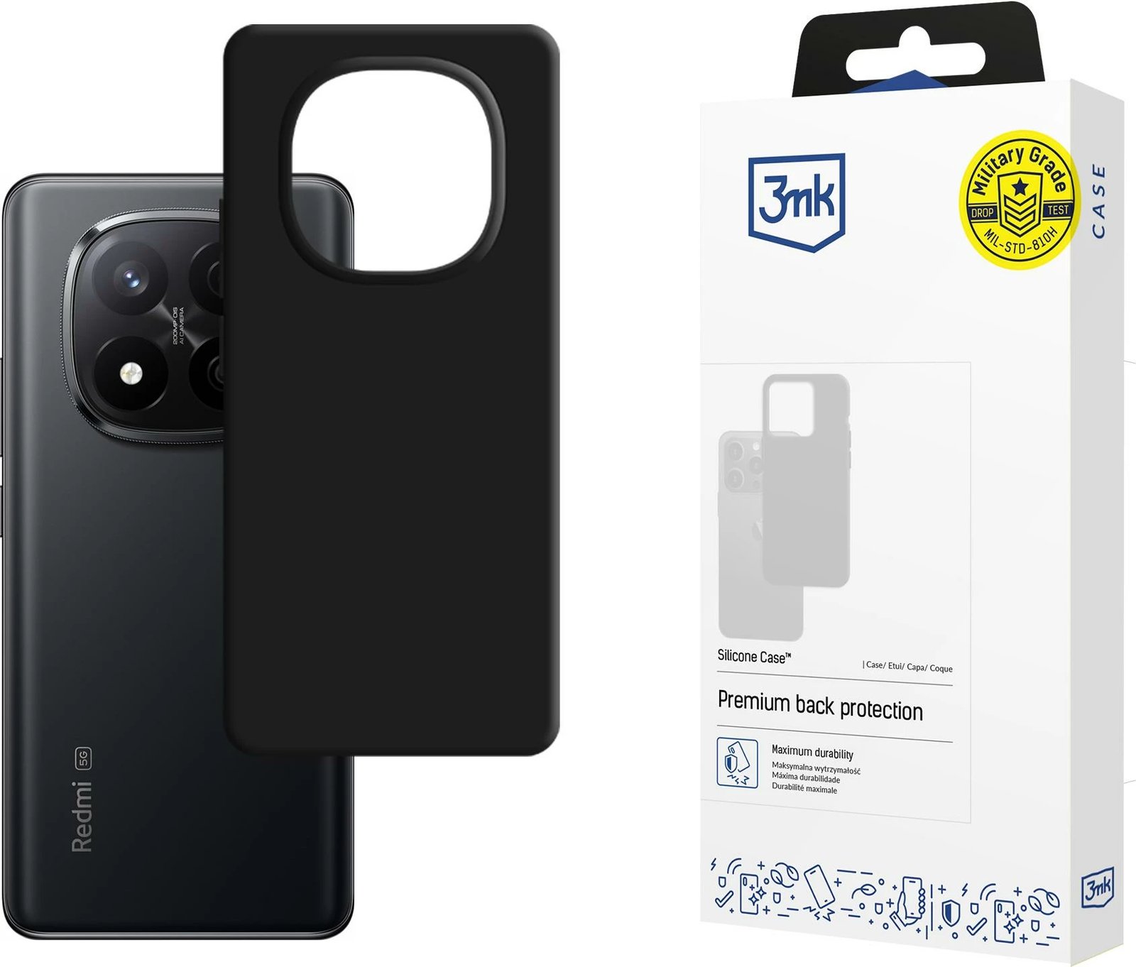 Mbështjellës silikoni 3mk për Xiaomi Redmi Note 14 Pro+, zi