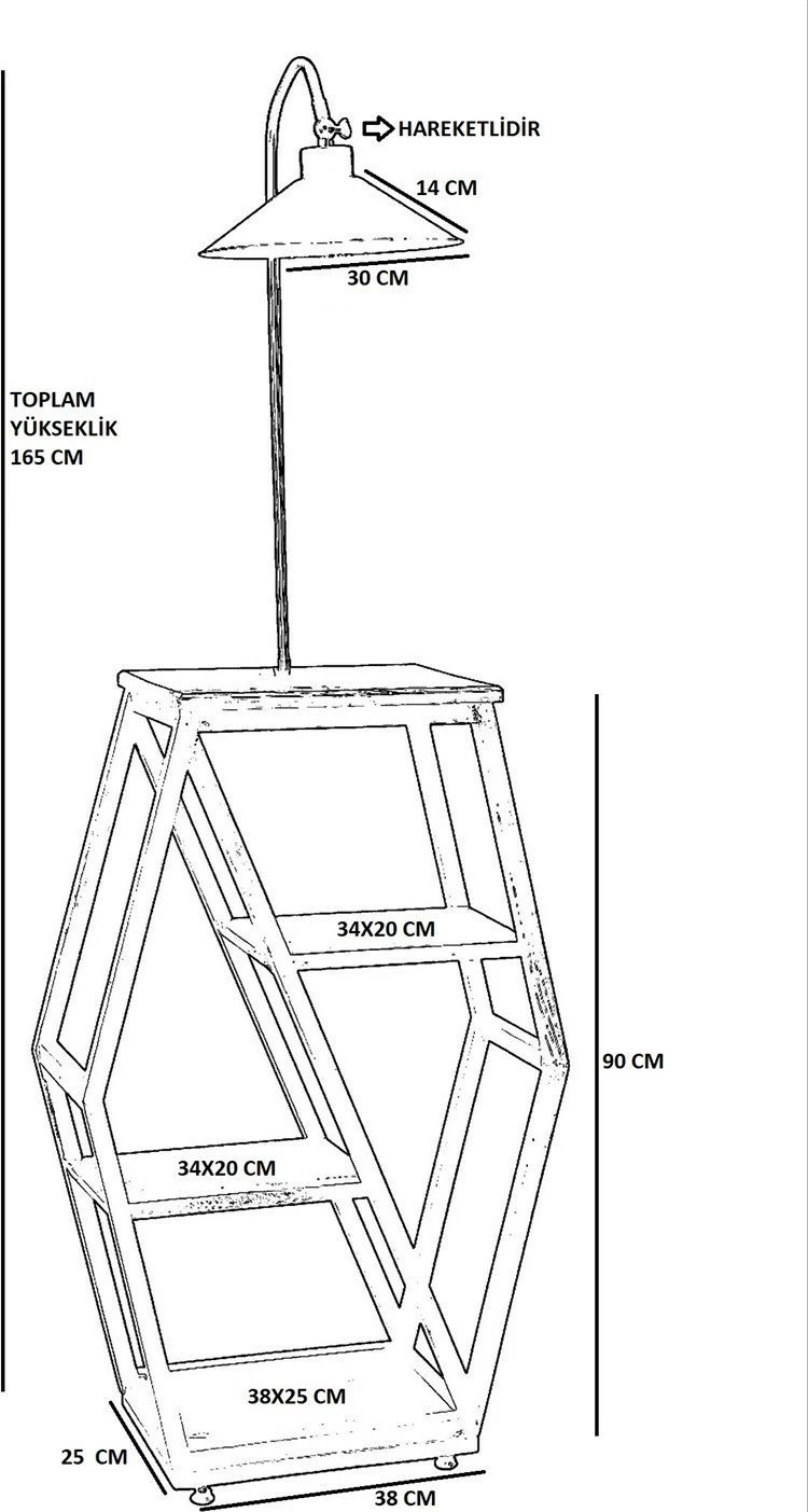 Llambë dyshemeje Opviq, 8526-1, ngjyrë kaki, me raft librash