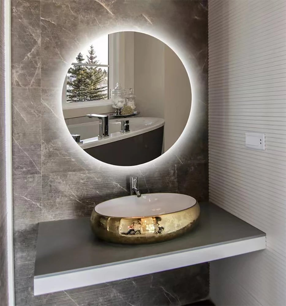 Pasqyrë LED, dizajn rrethor, 60x60x5cm