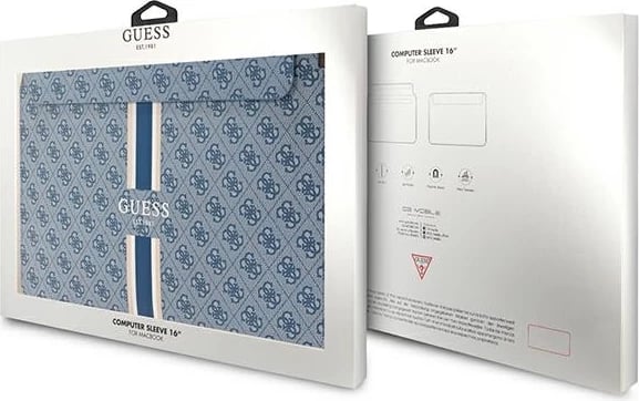 Mbështjellës laptopi Guess 4G Printed Stripes, deri 16", Blu