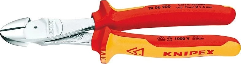 KNIPEX 74 06 200 kthetra diagonale, 200 mm, e kuqe dhe e verdhë