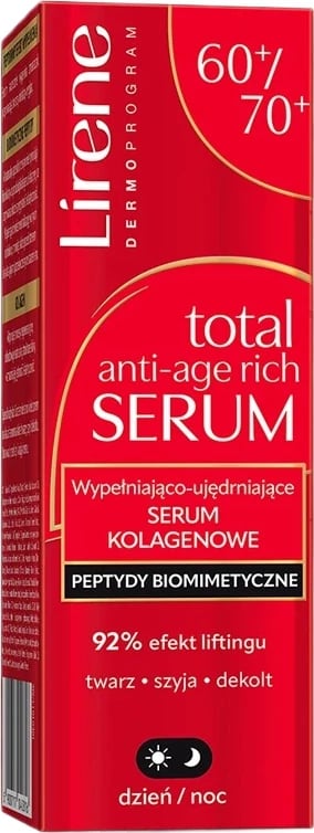 Serum fytyre Lirene Fill-Enhancing and Firming Collagen 60/70+ për femra 30ml