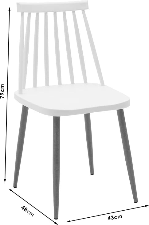 Set tavoline me karrige, ngjyrë e bardhë, D100x75cm