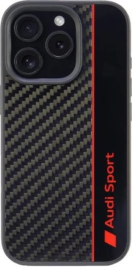 Mbështjellës Audi Carbon Fiber Stripe për iPhone 16 Pro 6.3", i zi