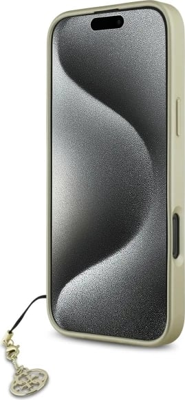Mbështjellës Guess 4G Charms Collection për iPhone 16 Pro, kafe