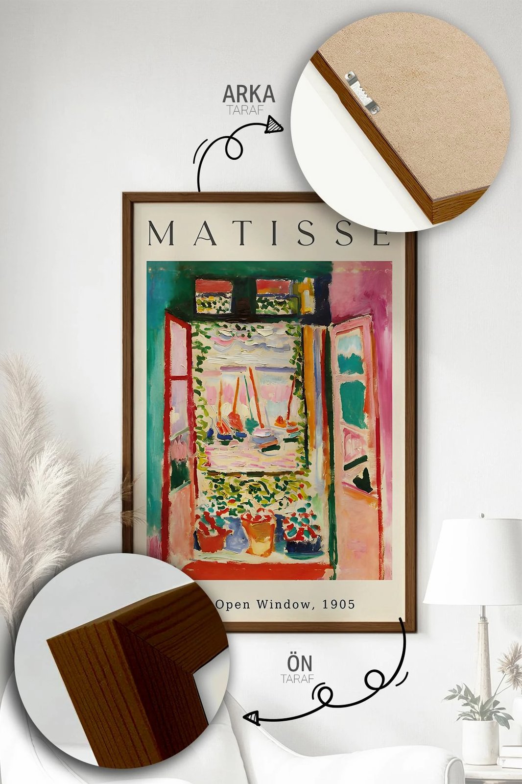 Set pikturash dekorative me kornizë, 3 copë, Wallity, Artvmodel23-Kahve