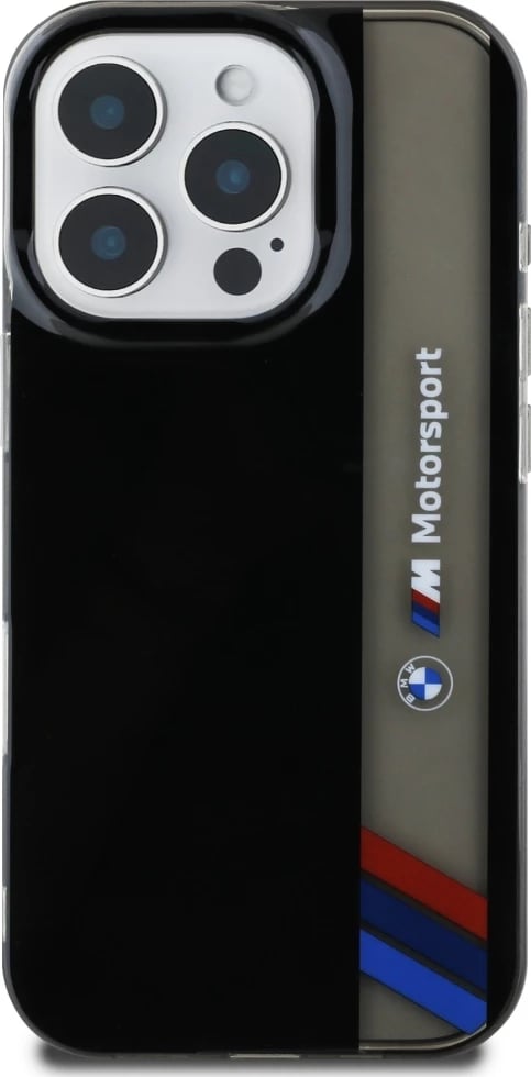 Mbështjellës BMW Motorsport IML Vertical Stripe për iPhone 16 Pro Max, i zi
