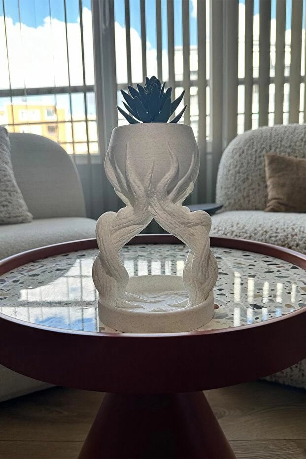 Vazo dekorative Evila Originals, formë druri, e bardhë