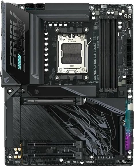 Pllakë amë Gigabyte AORUS X870E ELITE X3D Socket AM5 DDR5 4 DIMM 4x M.2 PCIe 5.0 USB4 HDMI Wi‑Fi 7 ATX