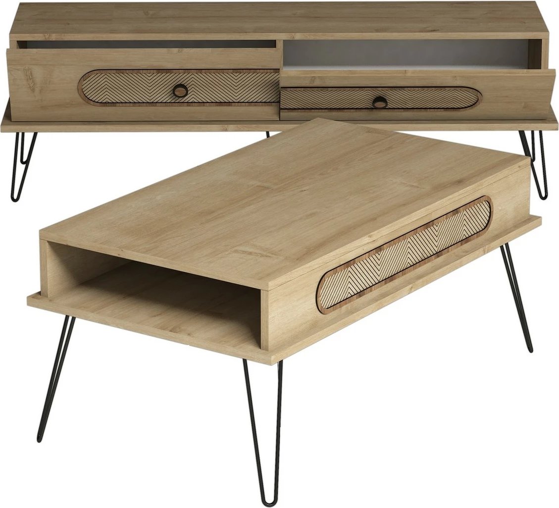 Set mobiljesh për dhomë dite Skye Decor, ngjyrë lisi, Ekol