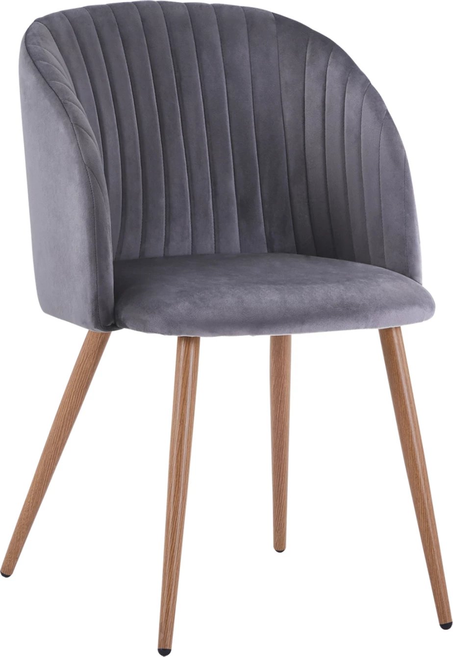 Karrige Leah me kadife gri dhe këmbë metalike FH8543.01 51x58x80 cm, set prej 2 copë