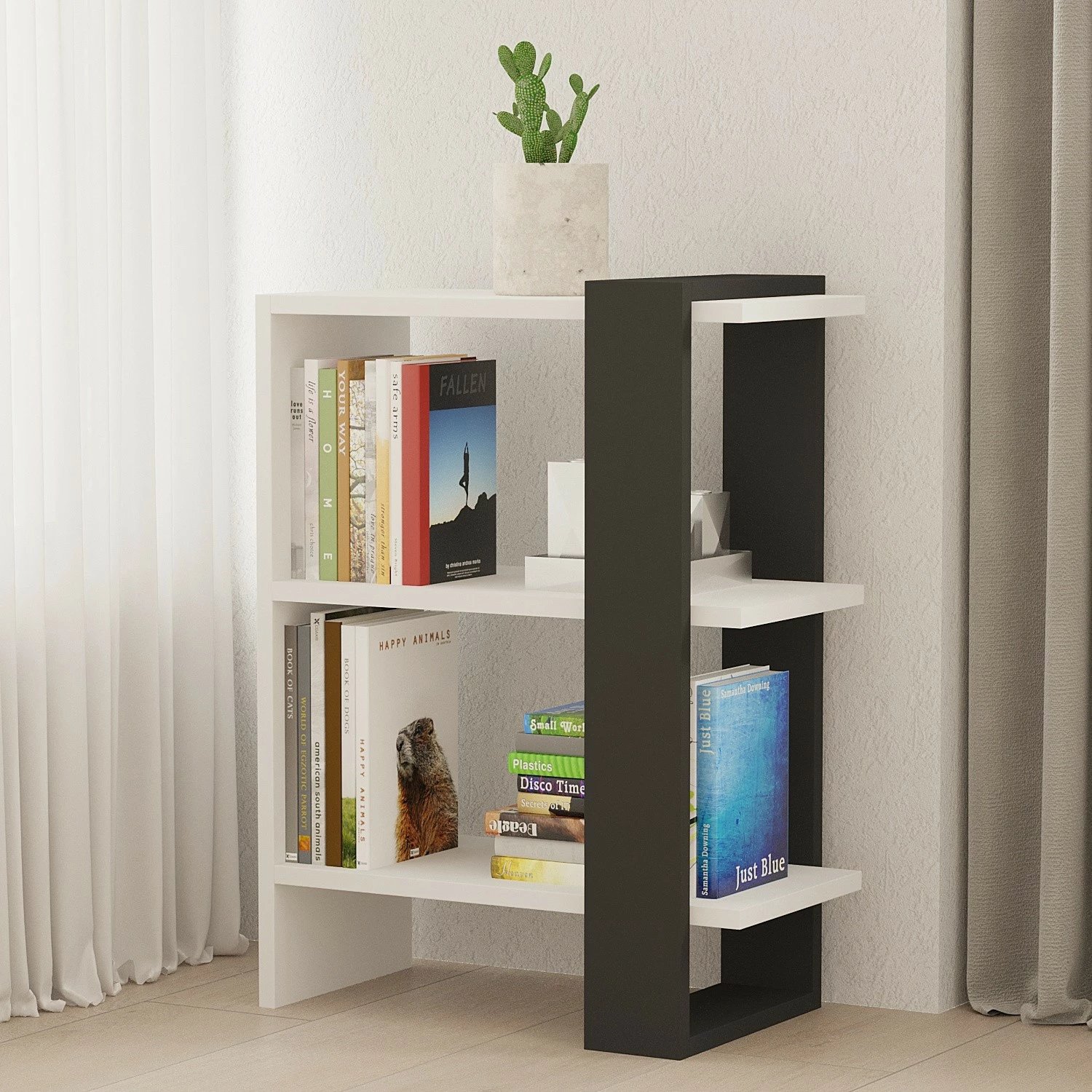 Raft librash Hanah Home, Funda, anthracite dhe i bardhë
