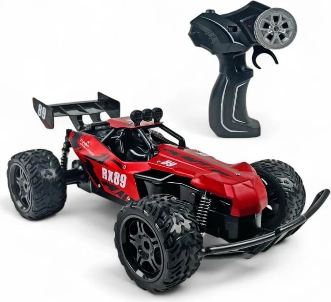 Makina RC, Turbo Challenge, RX Car 89 093721, shkallë 1:12, 2.4 GHz, 15 km/h, rreze 30 m, bateri Li-ion 7.4V 500 mAh, 23 x 44 x 18 cm, me bateri dhe karikues USB, e kuqe/zezë