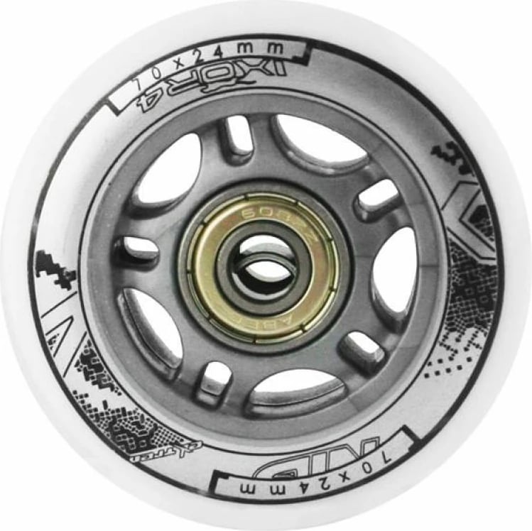 Set rrota PU dhe kushineta ABEC-7 Nils Extreme, të bardha (4+8 copë)