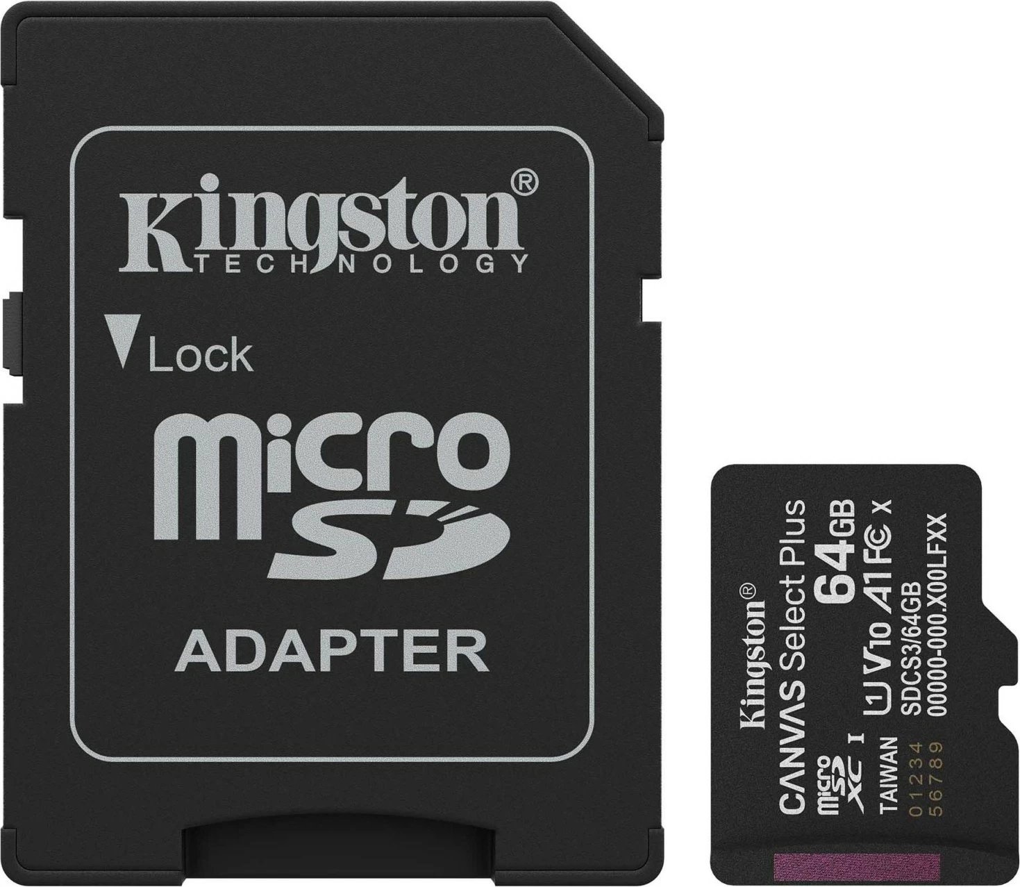 Kartelë memorie Kingston Canvas Select Plus microSD Gen3 64GB me adapter SD