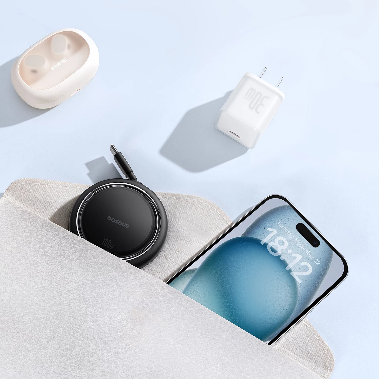 Kabllo USB-C në USB-C Baseus Free2Draw Mini 100W, 1m, e zezë