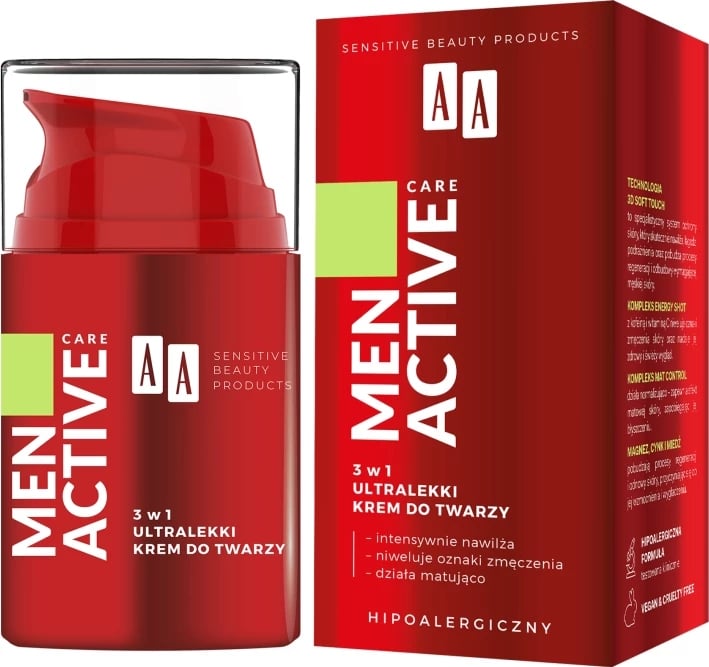 Krem fytyre për meshkuj AA Men Active Care 3-in-1 Ultra-Light 50ml