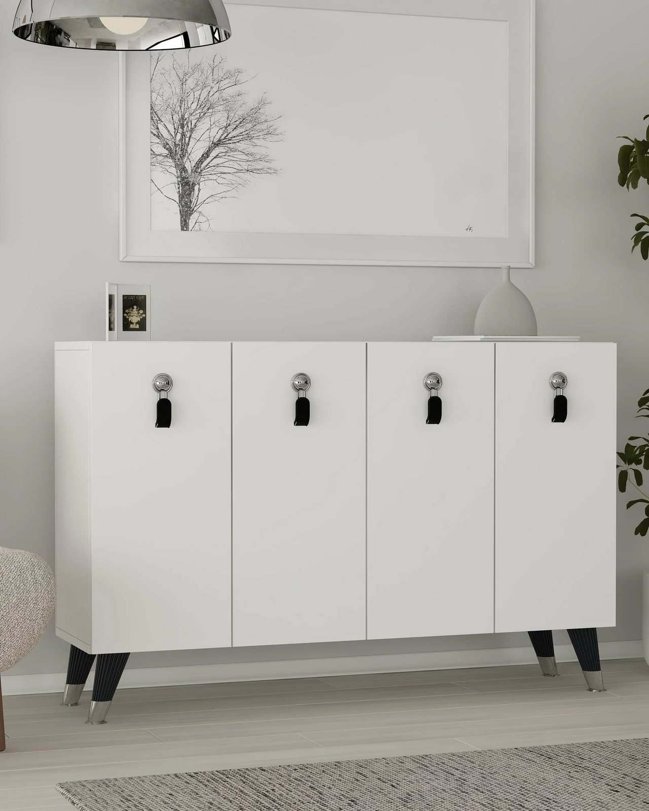 Konsol Skye Decor, 8179KM-32, e bardhë, argjend