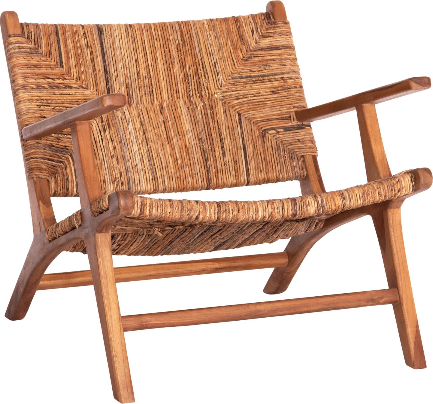 Karrige e ulët TONDO FH9914 dru TEAK & litar banane, ngjyrë natyrale, 69x74x68Hcm