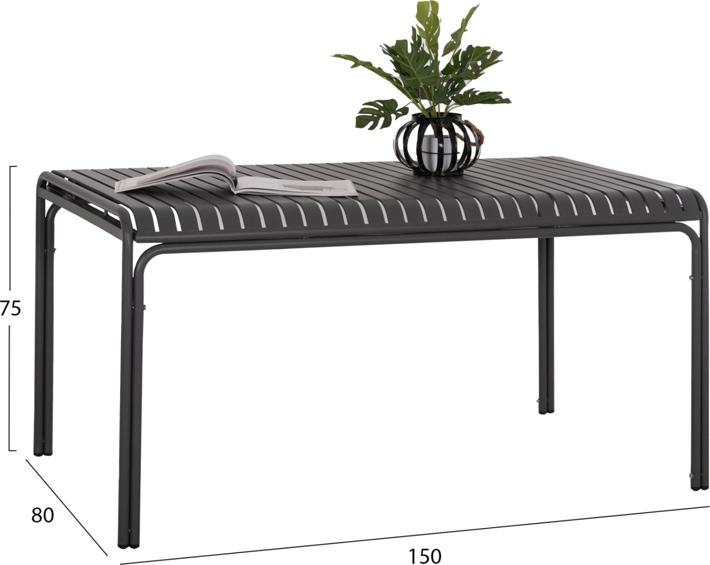 Tavolinë alumini për jashtë, ngjyrë gri, RACHEL FH6339.01, 150x80x75cm