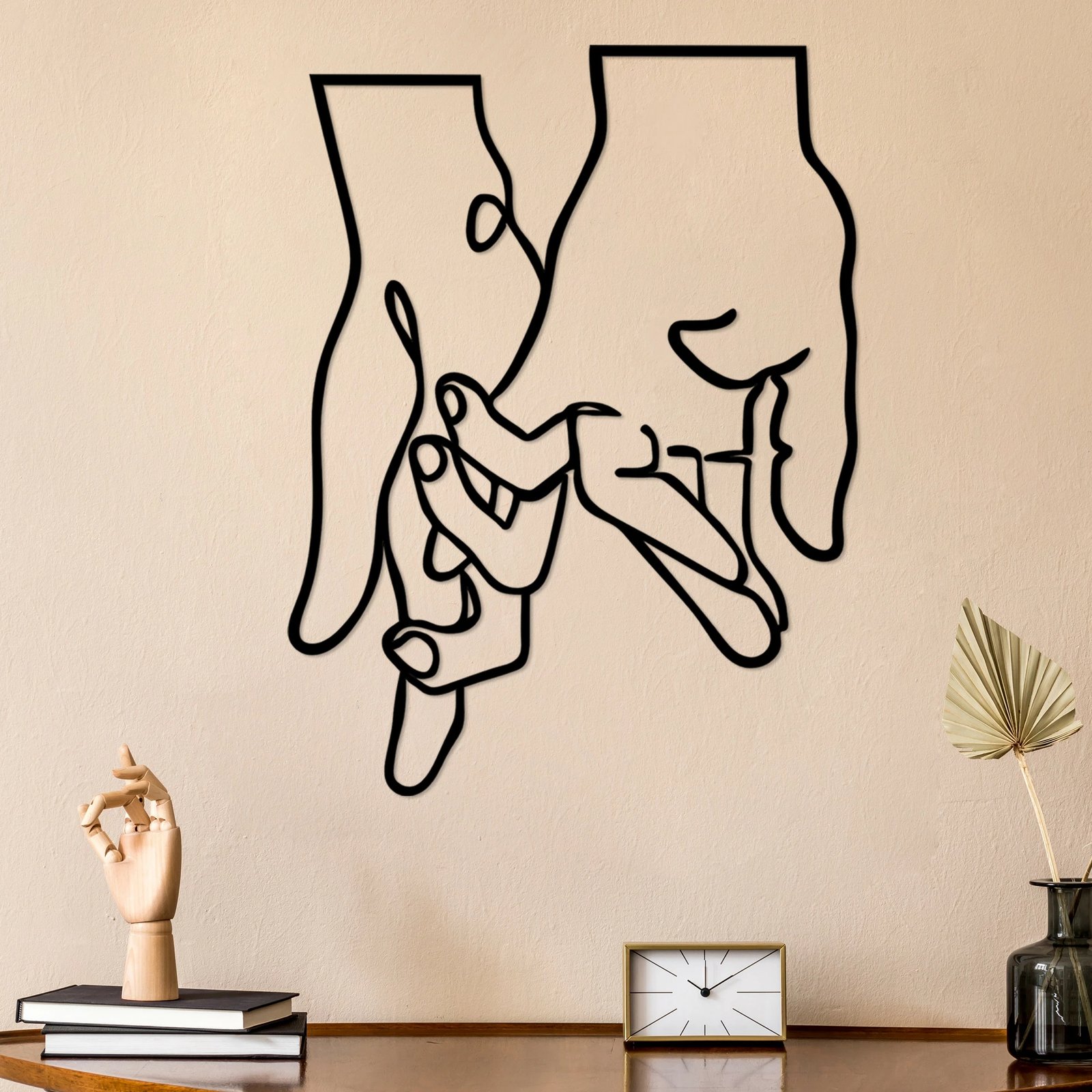 Aksesor metalik dekorativ për mur, Wallity, Pinky Love, ngjyrë e zezë